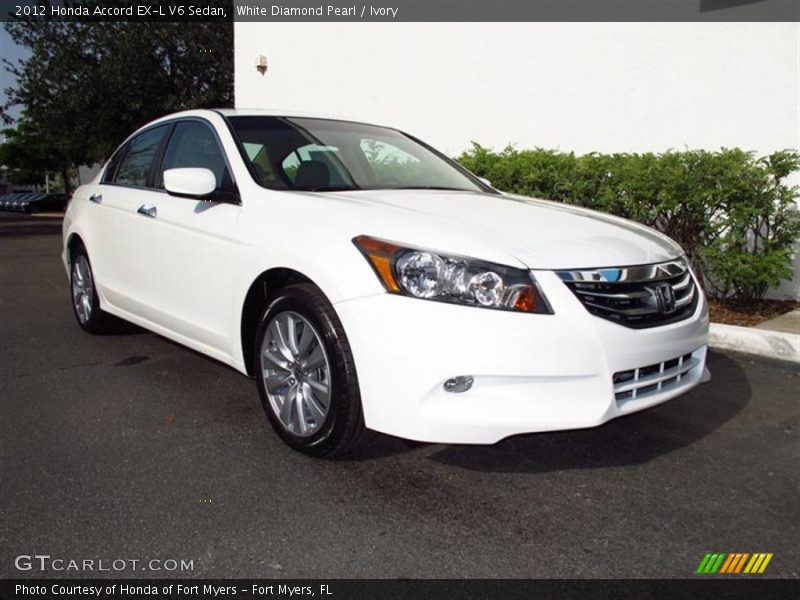 White Diamond Pearl / Ivory 2012 Honda Accord EX-L V6 Sedan