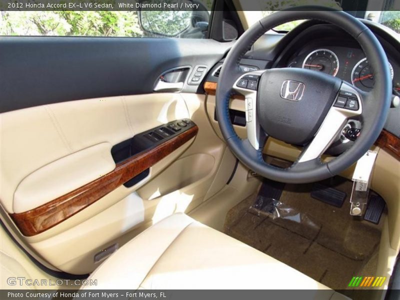 White Diamond Pearl / Ivory 2012 Honda Accord EX-L V6 Sedan