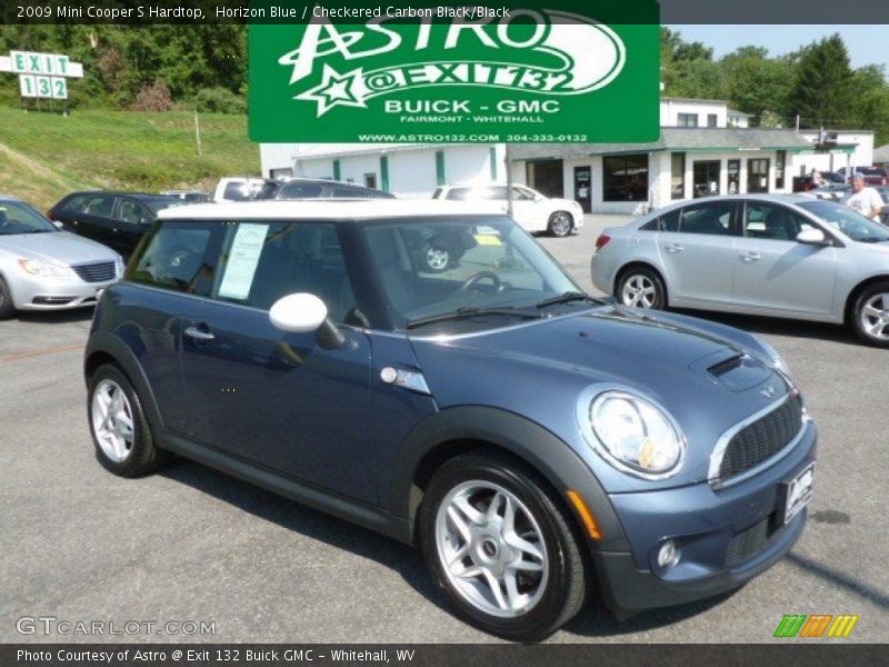 Horizon Blue / Checkered Carbon Black/Black 2009 Mini Cooper S Hardtop