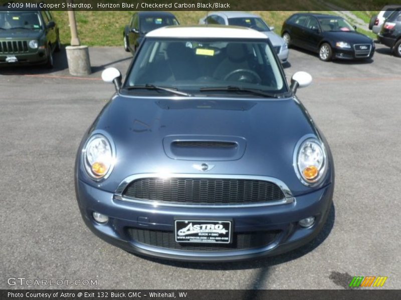 Horizon Blue / Checkered Carbon Black/Black 2009 Mini Cooper S Hardtop