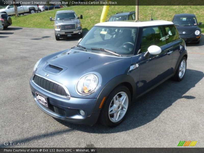 Horizon Blue / Checkered Carbon Black/Black 2009 Mini Cooper S Hardtop