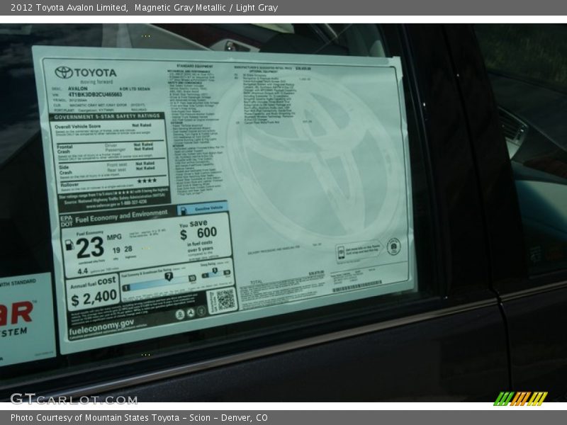 Magnetic Gray Metallic / Light Gray 2012 Toyota Avalon Limited