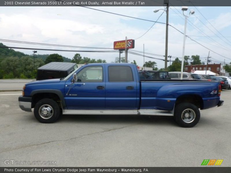 Arrival Blue Metallic / Tan 2003 Chevrolet Silverado 3500 LT Crew Cab 4x4 Dually