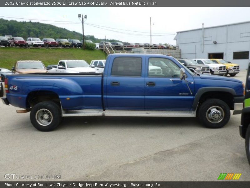 Arrival Blue Metallic / Tan 2003 Chevrolet Silverado 3500 LT Crew Cab 4x4 Dually