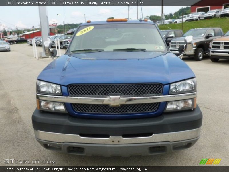 Arrival Blue Metallic / Tan 2003 Chevrolet Silverado 3500 LT Crew Cab 4x4 Dually