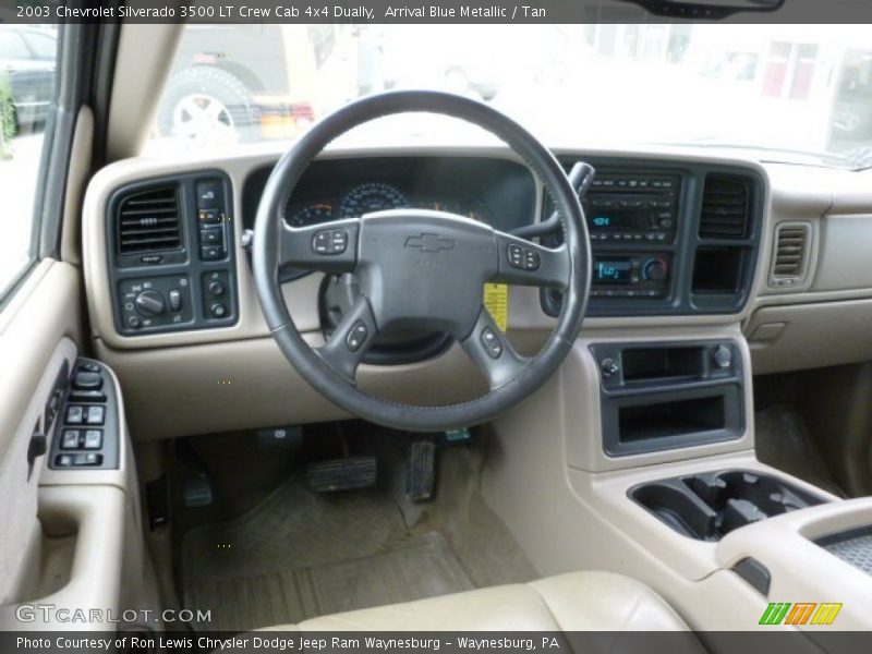 Arrival Blue Metallic / Tan 2003 Chevrolet Silverado 3500 LT Crew Cab 4x4 Dually