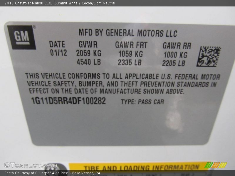 Summit White / Cocoa/Light Neutral 2013 Chevrolet Malibu ECO