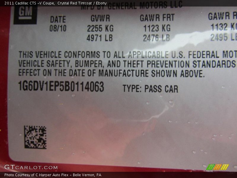 Crystal Red Tintcoat / Ebony 2011 Cadillac CTS -V Coupe
