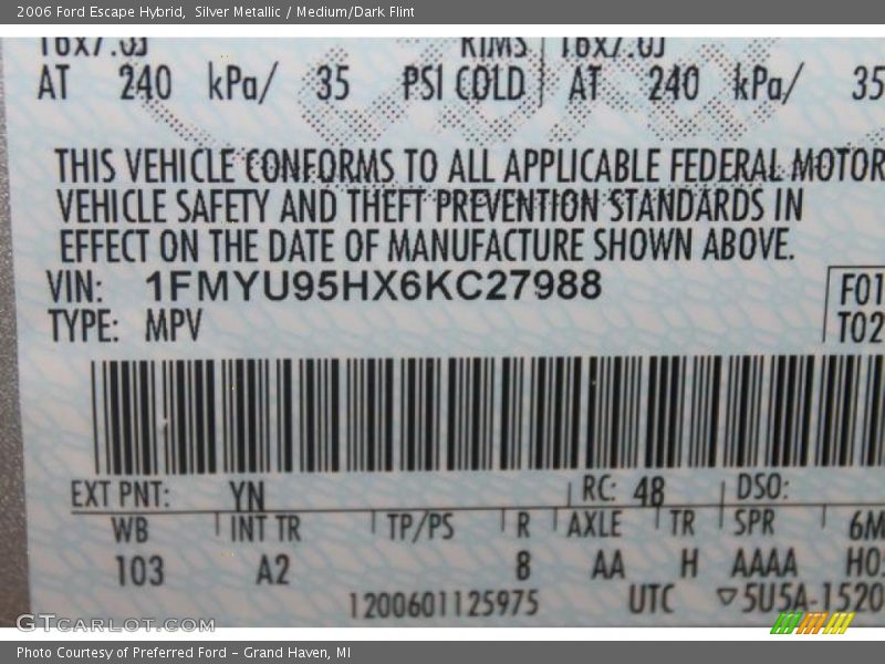 Silver Metallic / Medium/Dark Flint 2006 Ford Escape Hybrid