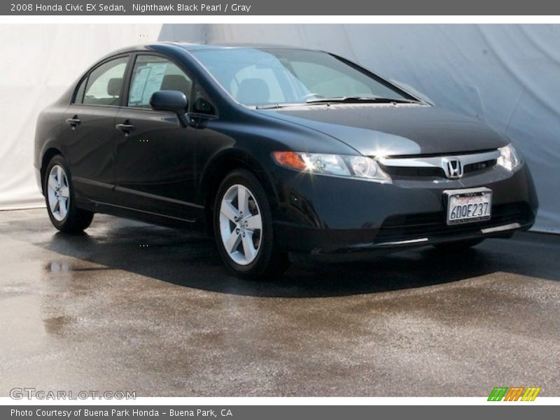 Nighthawk Black Pearl / Gray 2008 Honda Civic EX Sedan