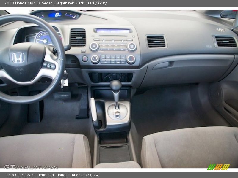Nighthawk Black Pearl / Gray 2008 Honda Civic EX Sedan