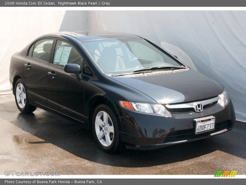 Nighthawk Black Pearl / Gray 2008 Honda Civic EX Sedan