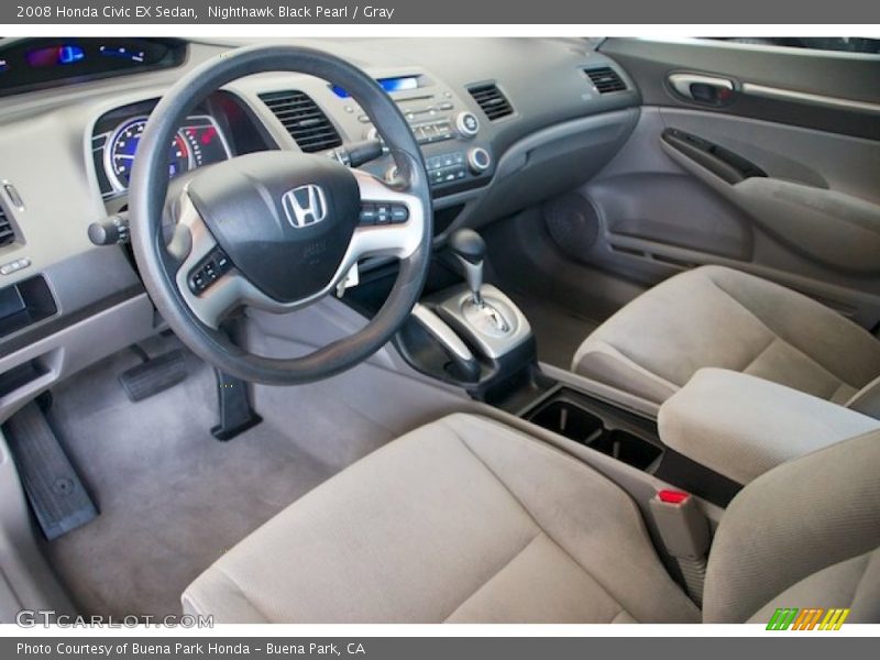 Nighthawk Black Pearl / Gray 2008 Honda Civic EX Sedan