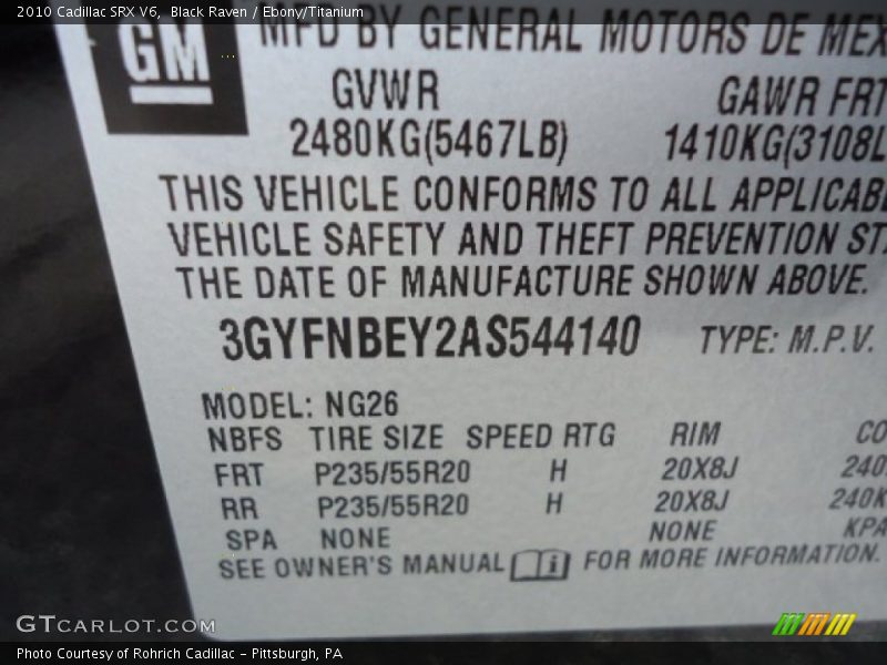 Black Raven / Ebony/Titanium 2010 Cadillac SRX V6