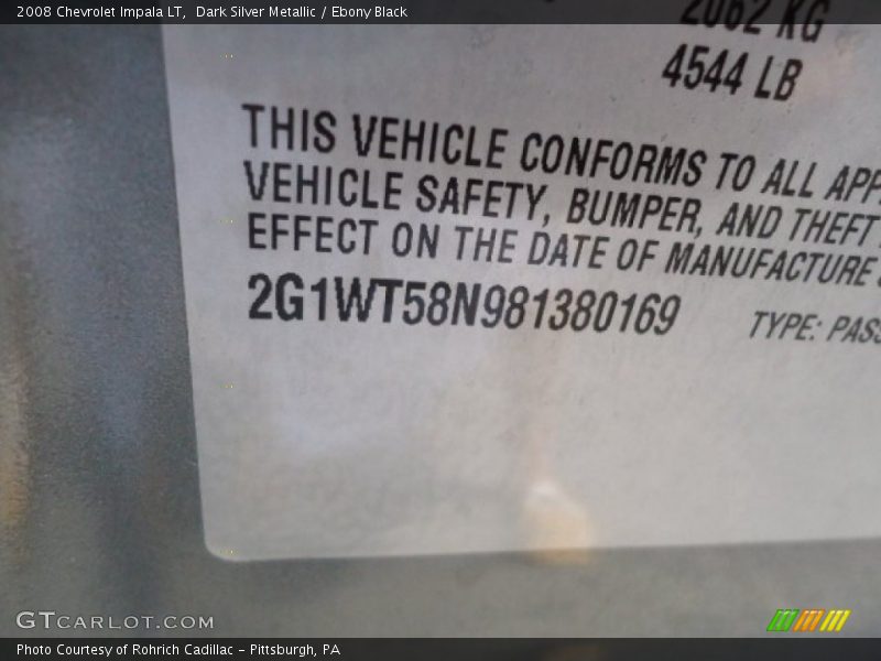 Dark Silver Metallic / Ebony Black 2008 Chevrolet Impala LT