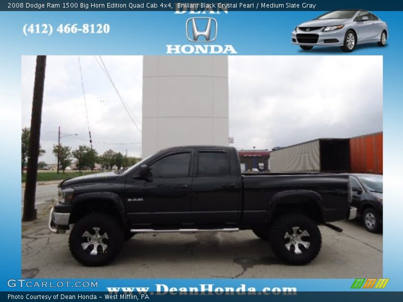 Brilliant Black Crystal Pearl / Medium Slate Gray 2008 Dodge Ram 1500 Big Horn Edition Quad Cab 4x4