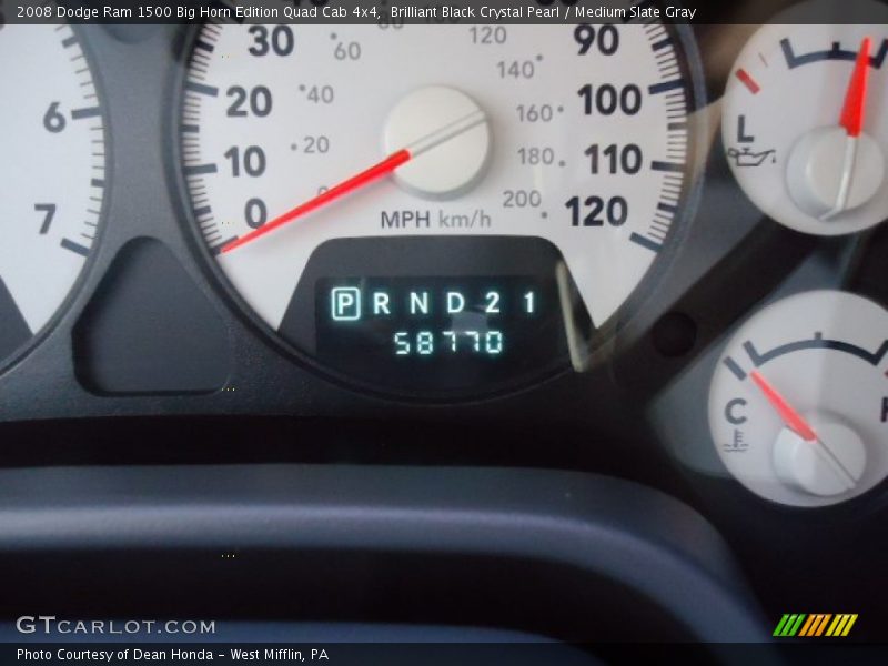 Brilliant Black Crystal Pearl / Medium Slate Gray 2008 Dodge Ram 1500 Big Horn Edition Quad Cab 4x4