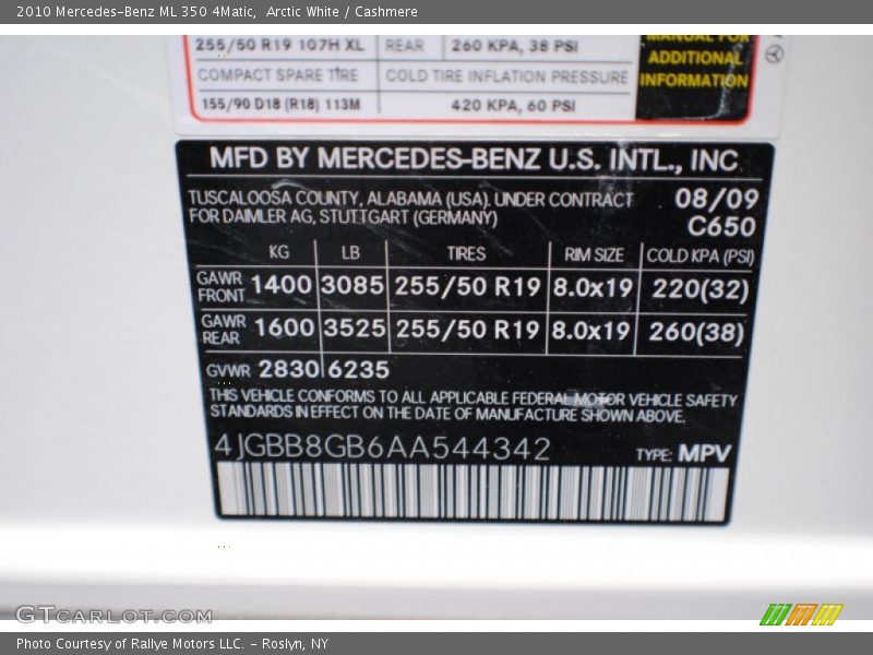 Arctic White / Cashmere 2010 Mercedes-Benz ML 350 4Matic