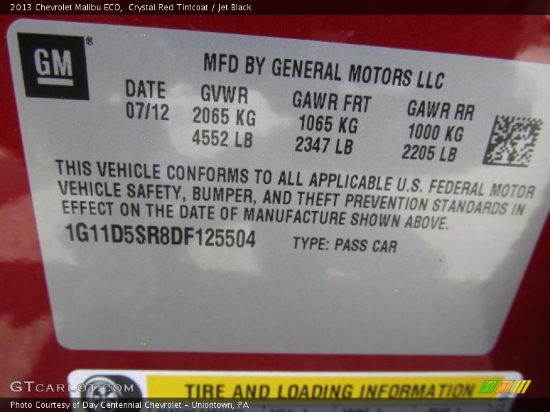 Crystal Red Tintcoat / Jet Black 2013 Chevrolet Malibu ECO