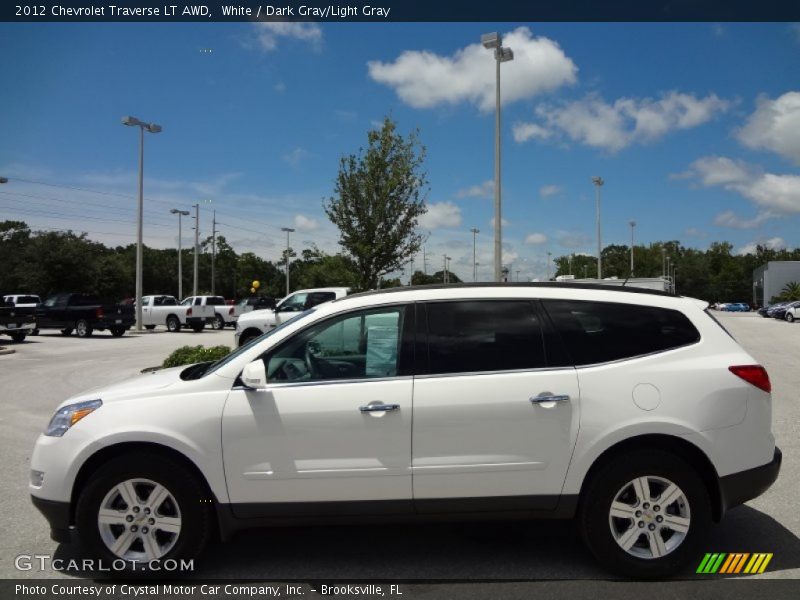 White / Dark Gray/Light Gray 2012 Chevrolet Traverse LT AWD