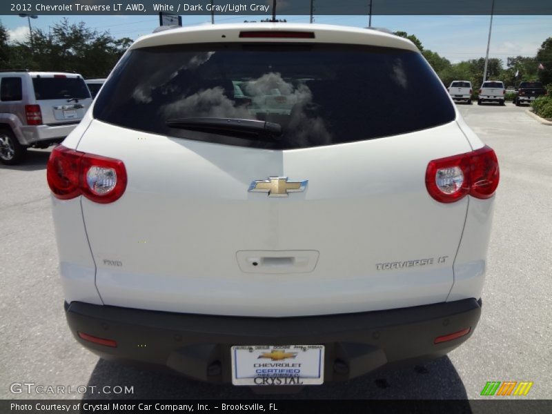 White / Dark Gray/Light Gray 2012 Chevrolet Traverse LT AWD
