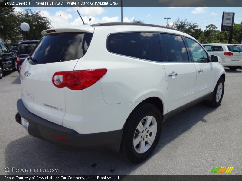 White / Dark Gray/Light Gray 2012 Chevrolet Traverse LT AWD
