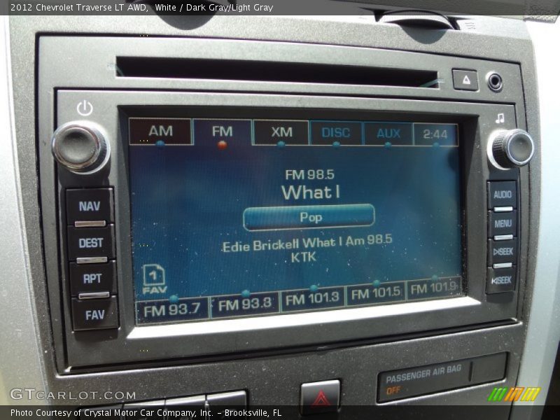 White / Dark Gray/Light Gray 2012 Chevrolet Traverse LT AWD