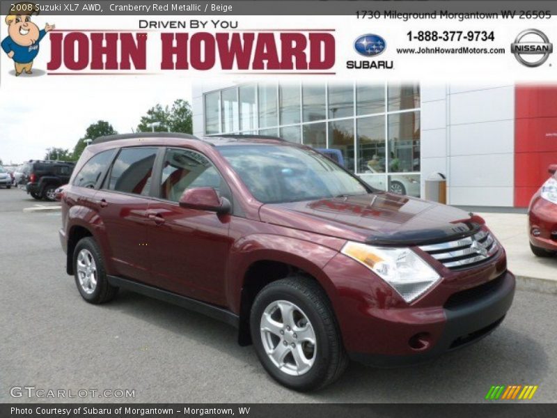 Cranberry Red Metallic / Beige 2008 Suzuki XL7 AWD