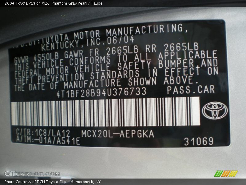 Phantom Gray Pearl / Taupe 2004 Toyota Avalon XLS