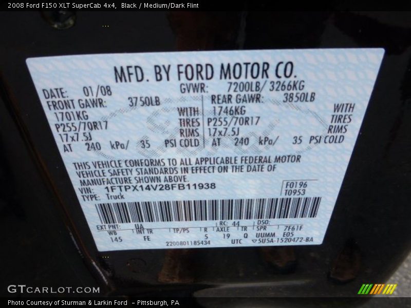 Black / Medium/Dark Flint 2008 Ford F150 XLT SuperCab 4x4
