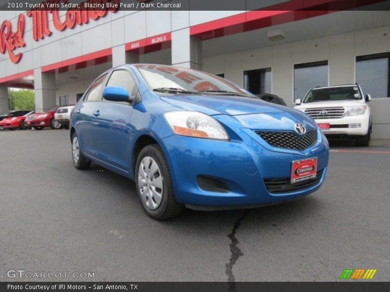 Blazing Blue Pearl / Dark Charcoal 2010 Toyota Yaris Sedan