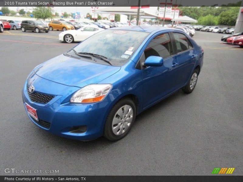 Blazing Blue Pearl / Dark Charcoal 2010 Toyota Yaris Sedan