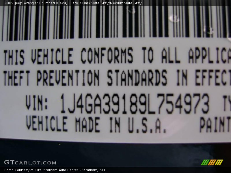 Black / Dark Slate Gray/Medium Slate Gray 2009 Jeep Wrangler Unlimited X 4x4