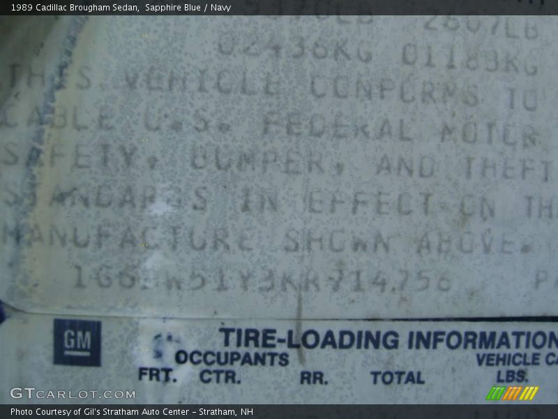 Sapphire Blue / Navy 1989 Cadillac Brougham Sedan