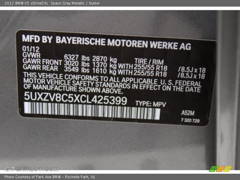 Space Gray Metallic / Oyster 2012 BMW X5 xDrive50i