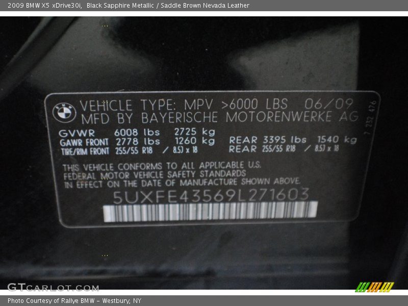 Black Sapphire Metallic / Saddle Brown Nevada Leather 2009 BMW X5 xDrive30i
