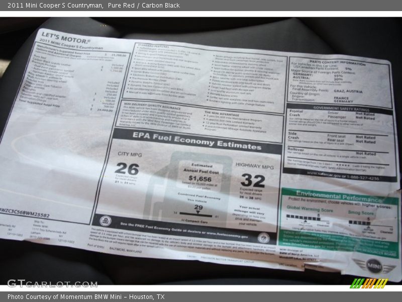 Pure Red / Carbon Black 2011 Mini Cooper S Countryman