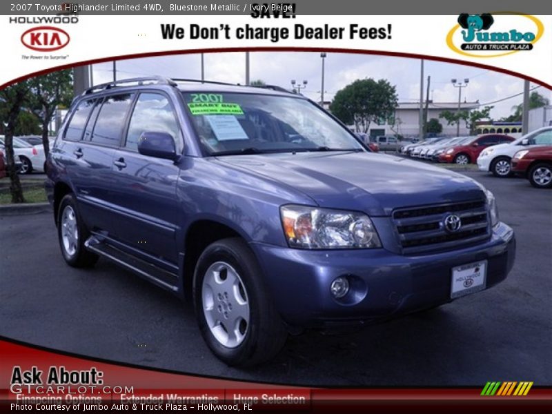 Bluestone Metallic / Ivory Beige 2007 Toyota Highlander Limited 4WD