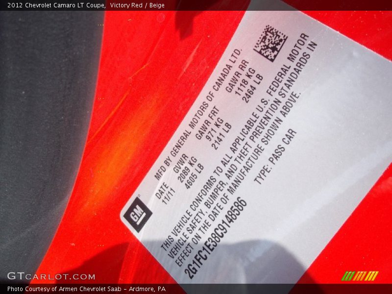 Victory Red / Beige 2012 Chevrolet Camaro LT Coupe