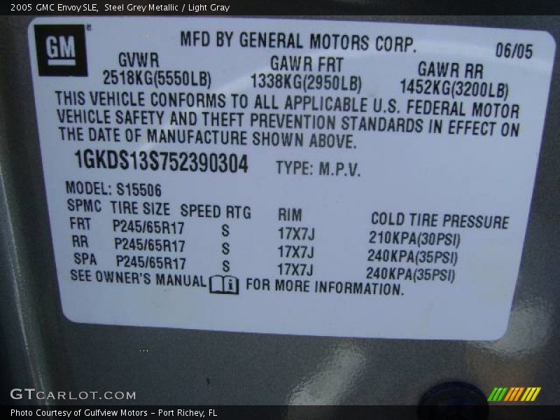 Steel Grey Metallic / Light Gray 2005 GMC Envoy SLE