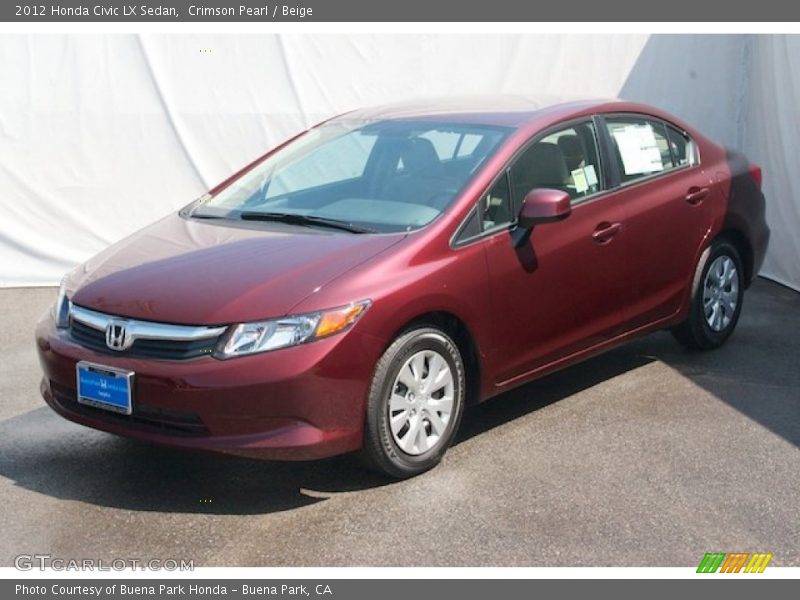 Crimson Pearl / Beige 2012 Honda Civic LX Sedan