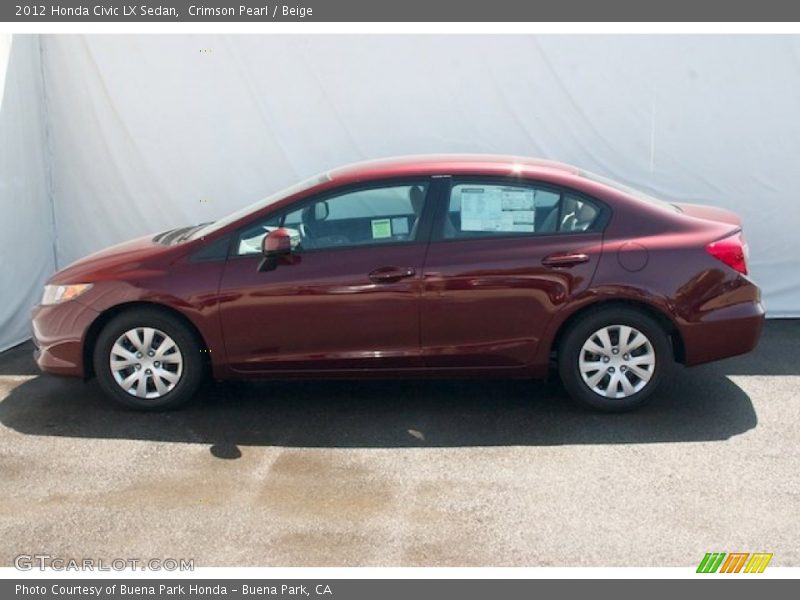 Crimson Pearl / Beige 2012 Honda Civic LX Sedan