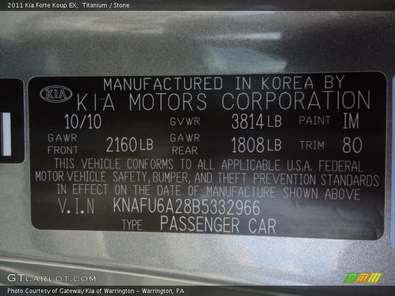 Titanium / Stone 2011 Kia Forte Koup EX