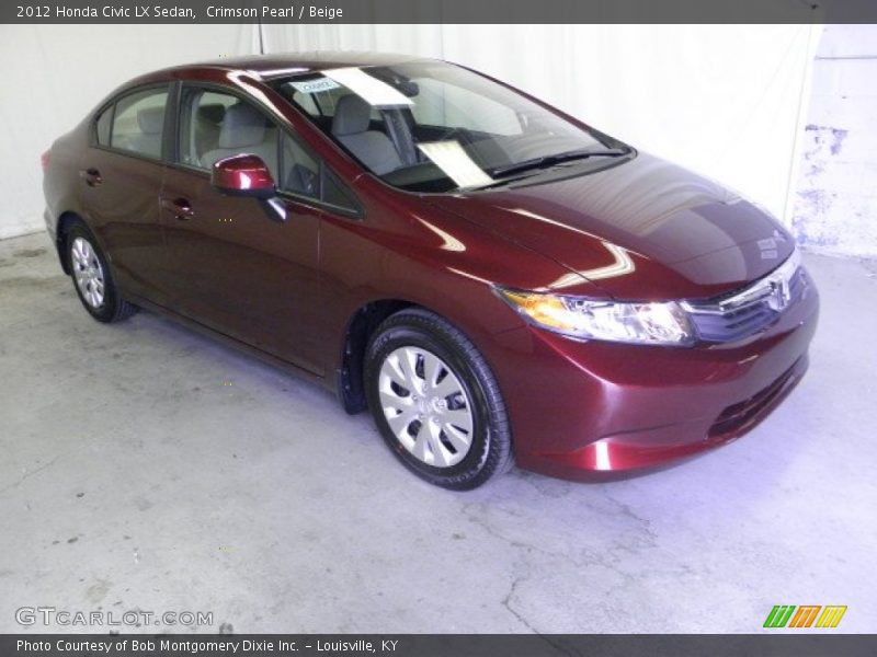 Crimson Pearl / Beige 2012 Honda Civic LX Sedan