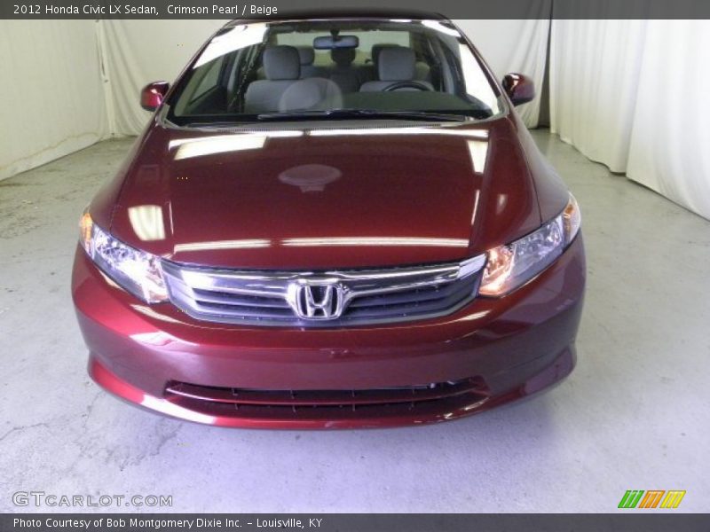 Crimson Pearl / Beige 2012 Honda Civic LX Sedan