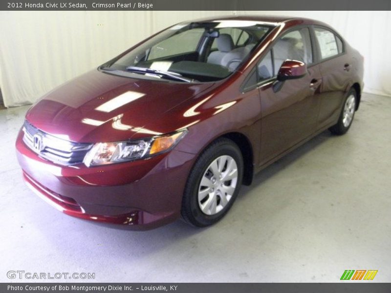 Crimson Pearl / Beige 2012 Honda Civic LX Sedan