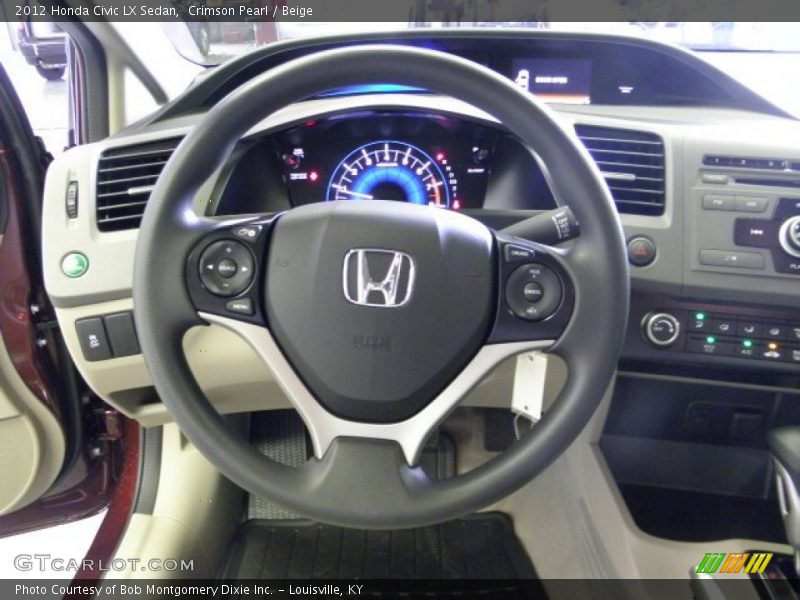 Crimson Pearl / Beige 2012 Honda Civic LX Sedan
