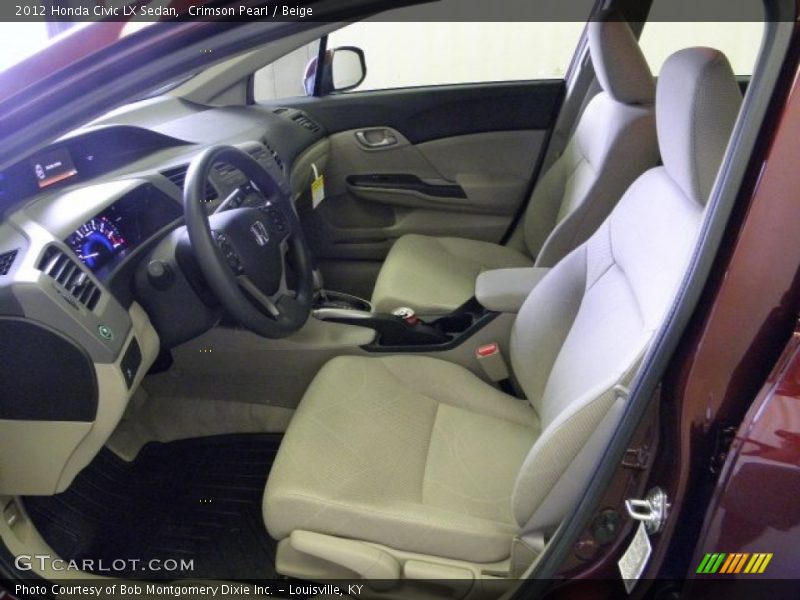 Crimson Pearl / Beige 2012 Honda Civic LX Sedan