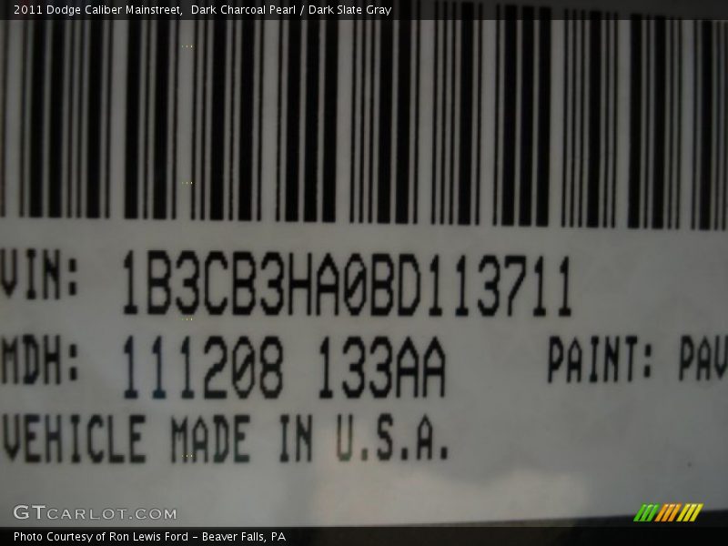 Dark Charcoal Pearl / Dark Slate Gray 2011 Dodge Caliber Mainstreet