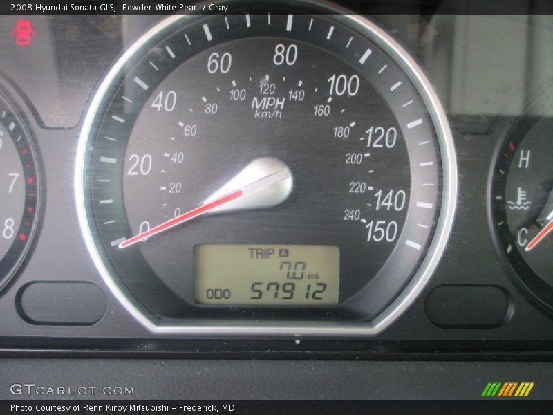 Powder White Pearl / Gray 2008 Hyundai Sonata GLS
